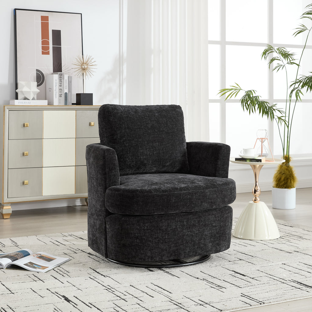 360° Swivel Barrel Chair, Black