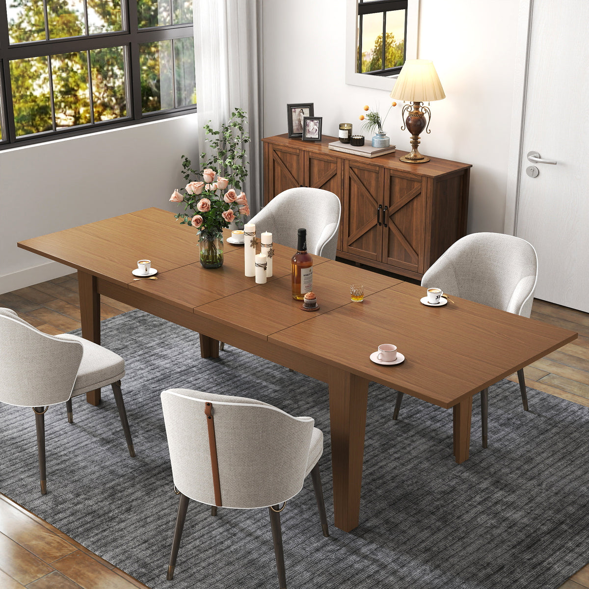 106.3-Inch Extendable Dining Table, Oak