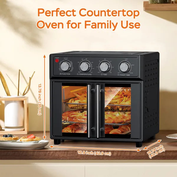 French Door Air Fryer Toaster Oven, 29.5 Qt, Black
