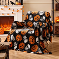 Pumpkin Skull Halloween Throw Blanket, Black