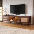 Rattan LED TV Stand for TVs up to 80 in, Dark Brown