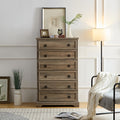 Tall 6-Drawer Dresser with Textured Borders, Gray Wash