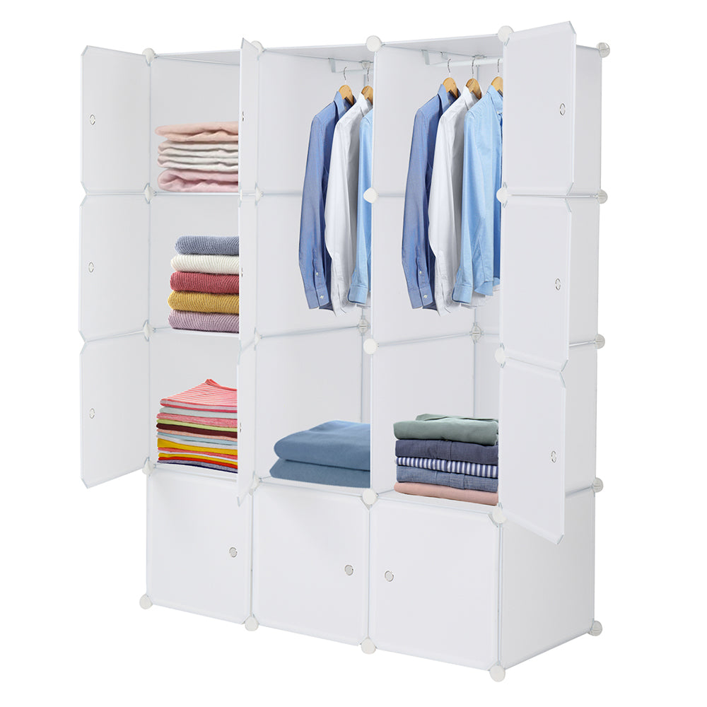 12-Cube Modular Wardrobe Organizer, White