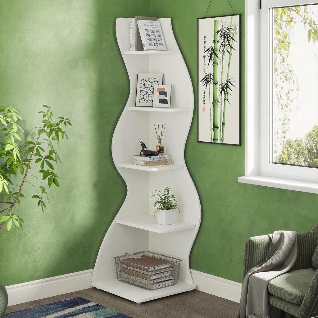 Corner Bookshelf, White