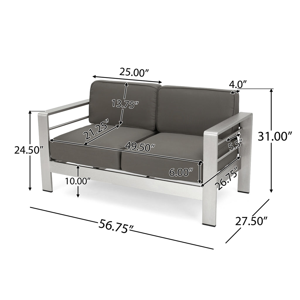 Loveseat Sofa with Track Arms, Khaki