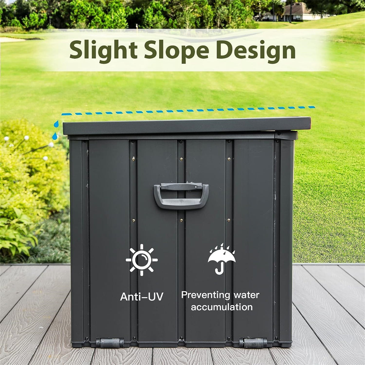 120-Gallon Waterproof Outdoor Deck Box, Dark Gray