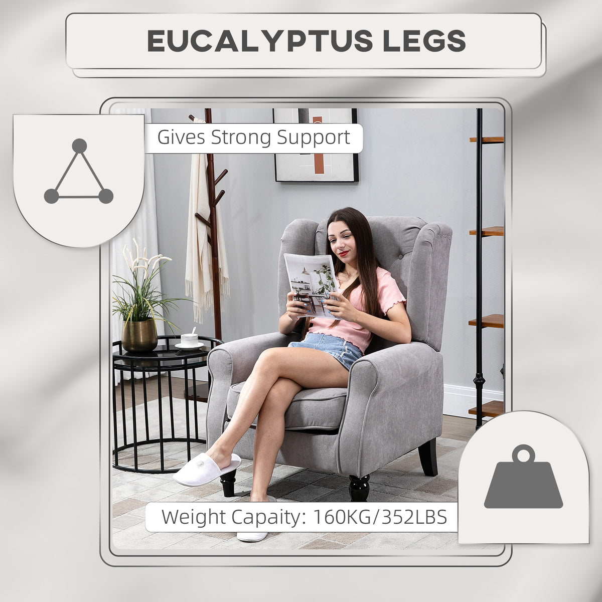 Tufted Club Accent Chair, Gray