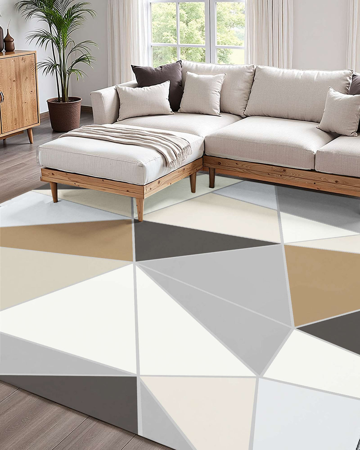 Washable Modern Area Rug, 5 x 7 ft, Charcoal Gray