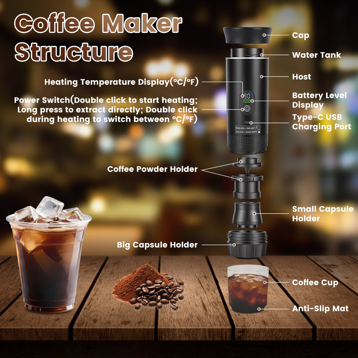 Portable Rechargeable Espresso Maker