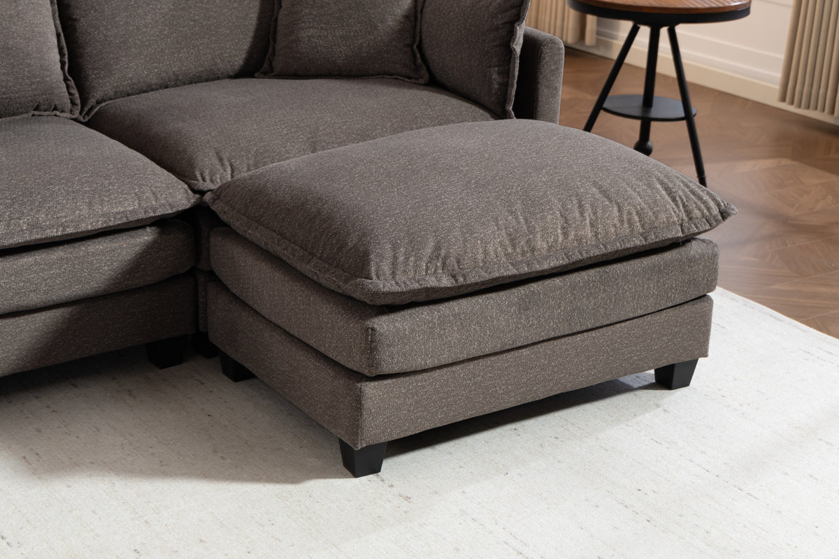 114-Inch Sectional Sofa with Ottoman, Antique Grey