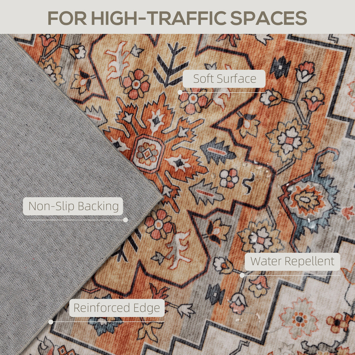 Boho Medallion Area Rug, 4 x 6 ft, Tawny Brown