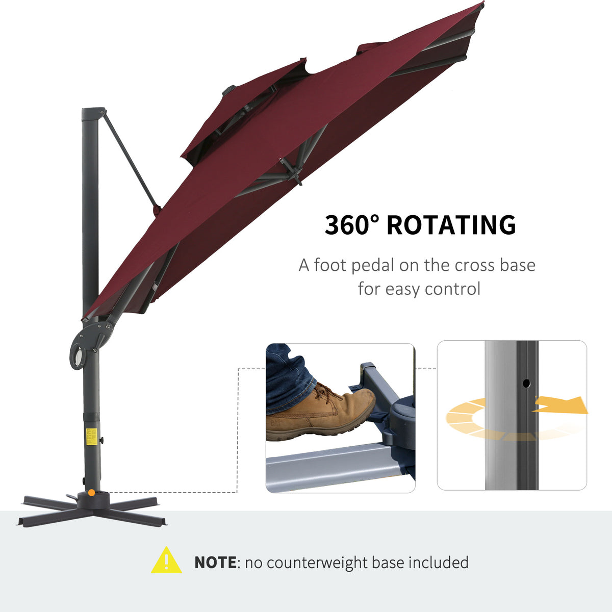 10 ft Cantilever Patio Umbrella, Red