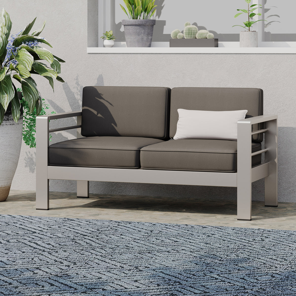 Loveseat Sofa with Track Arms, Khaki