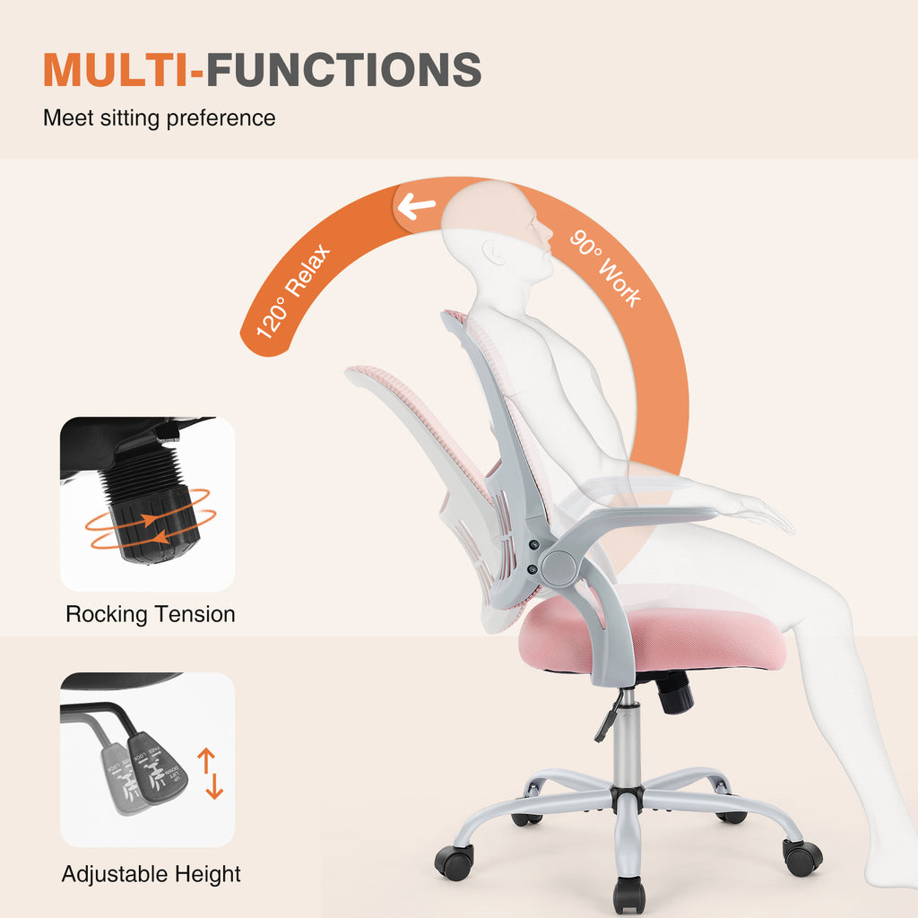 Tall Drafting Office Chair with Foot Ring, Pink