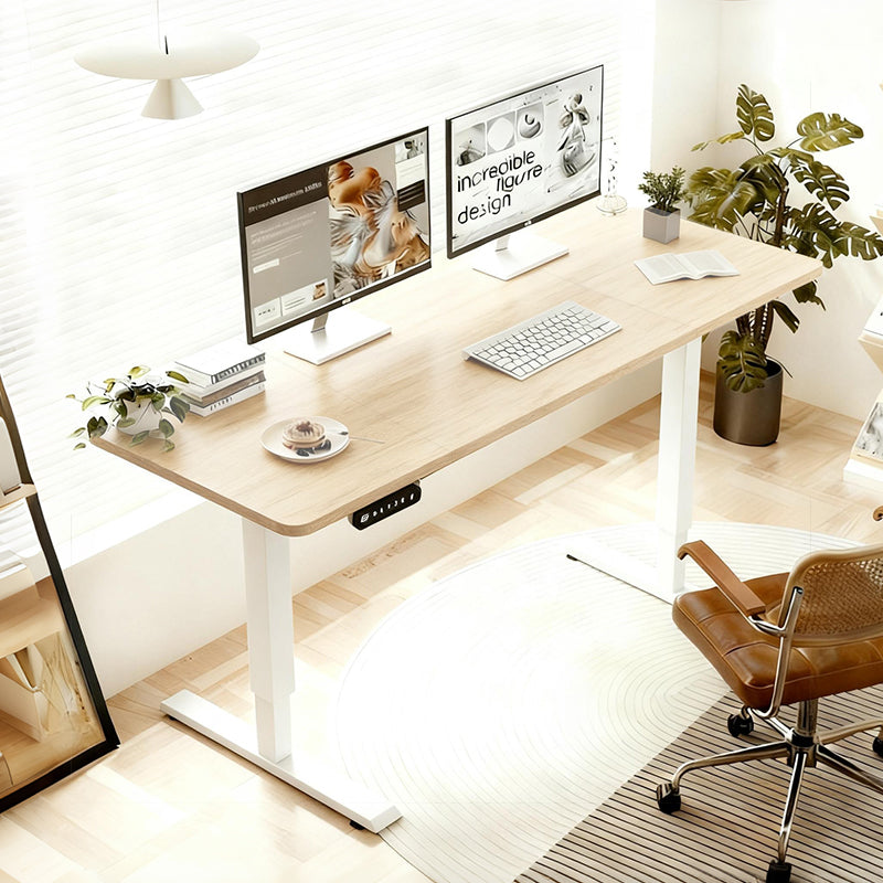 Electric Standing Desk, 55 in, Oak
