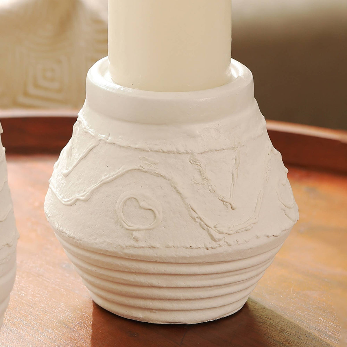 Organic Pattern Terracotta Candle Holder, 5.5-Inch