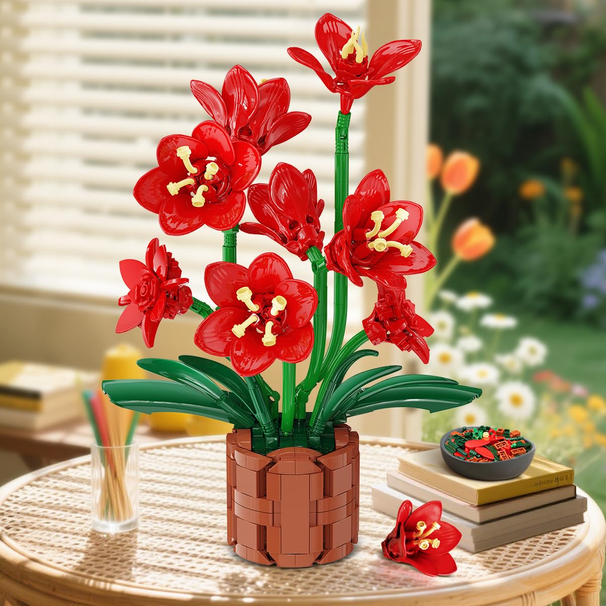 Amaryllis Flower Bonsai Building Set, 503 Pieces