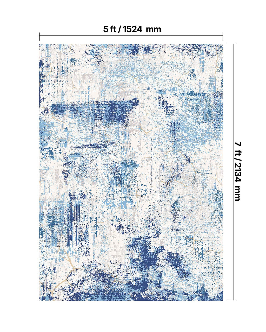 Washable Modern Area Rug, 5 x 7 ft, Blue