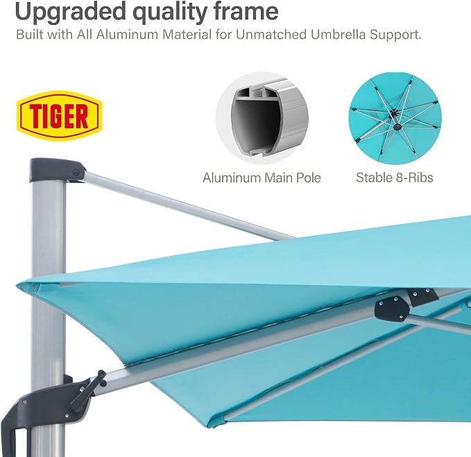 11 ft Square Cantilever Patio Umbrella, Green