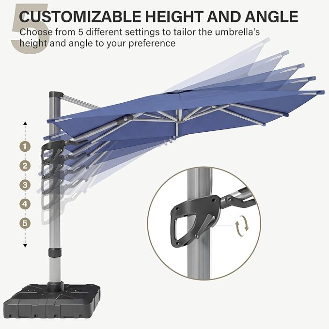 11 ft Square Cantilever Patio Umbrella, Green