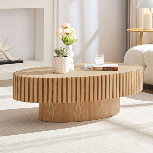 Handmade Drum Coffee Table, Natural Ash