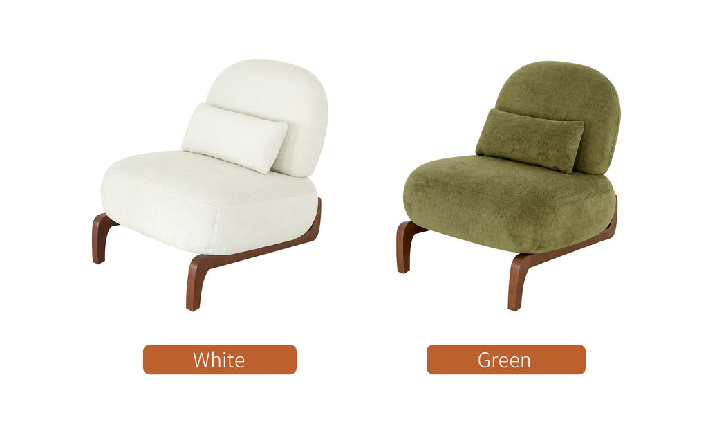 Armless Accent Chair with Solid Wood Legs, White