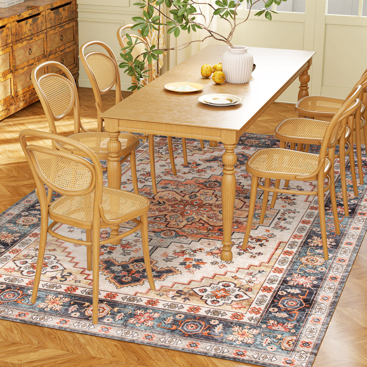 Boho Medallion Area Rug, 4 x 6 ft, Tawny Brown