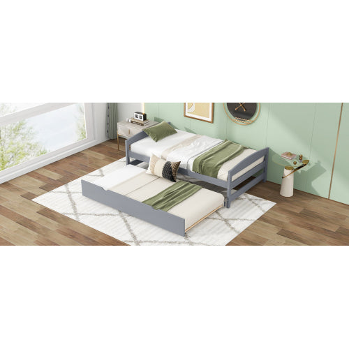 Twin Platform Bed with Trundle, Gray