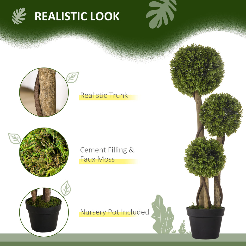 35.5-Inch Artificial Ball Boxwood Topiary, Light Green