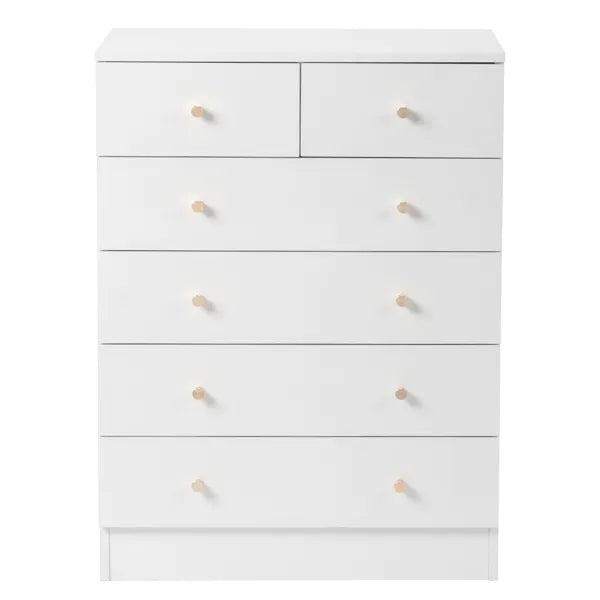 Modern 6-Drawer Dresser, White